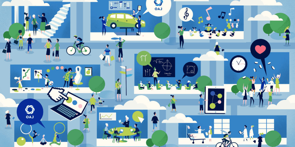 OAJ:n sini-vihreää brändikuvitusta